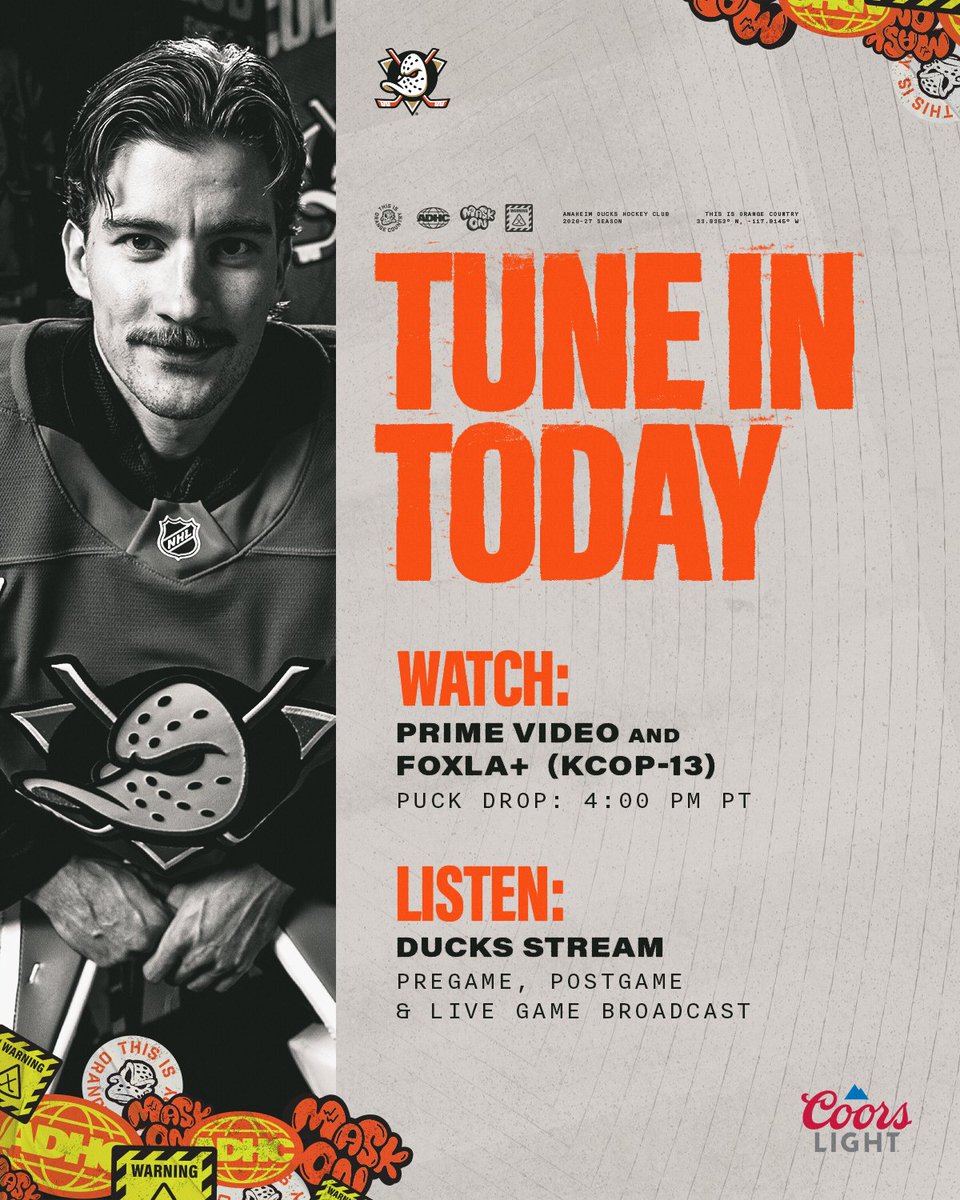 AnaheimDucks's tweet photo. It's a 4 p.m. PT start time today. 

#FlyTogether https://t.co/t1itEjtA8s