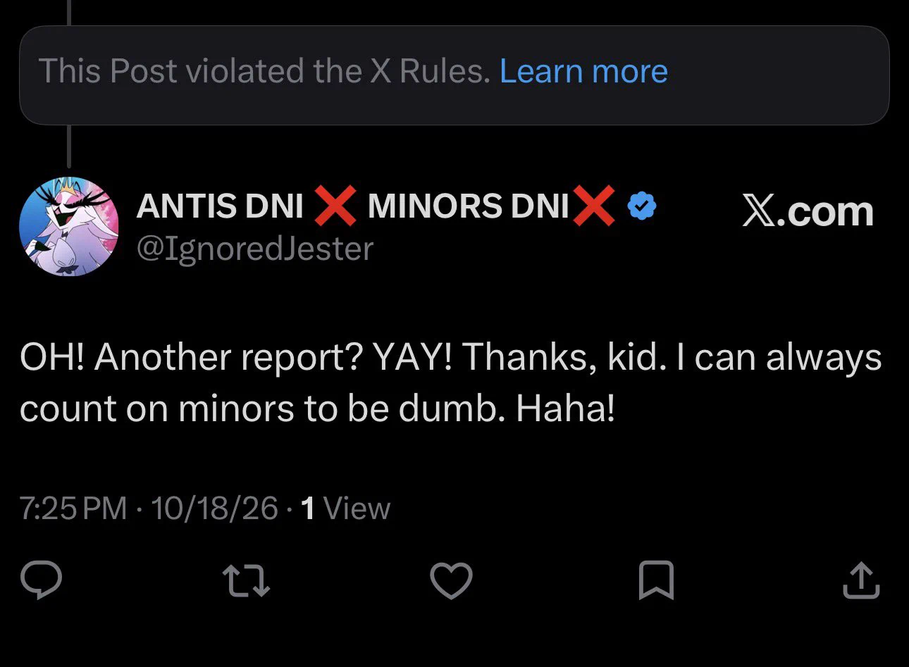 ANTIS DNI MINORS DNI on X: 