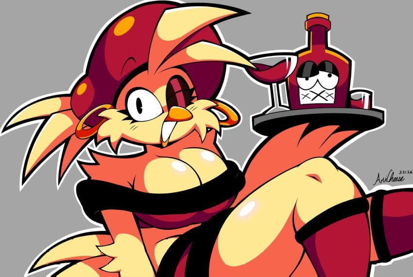 Flirty_Tipsy's tweet photo. "Hii, welcome to Jr.'s cutie, what can I get ya?~"

*The gorgeous Animatronic Waitress and Mascot for Jr.'s, a Fazbear Brand Bar
*Cute and flirty
*Usually drunk off her ass when she's not working
*BFFs with Rodney (He disagrees)
*Available for Party Rentals (It's expensive af) https://t.co/bKXz5W1Ttg