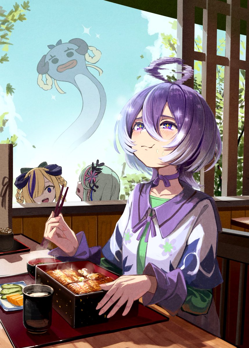 159m888's tweet photo. #虚層の彷煌 #美古途美術部 
鰻重食べてる美古途さんを描かせて頂きました！ https://t.co/dsu9P6VBGb