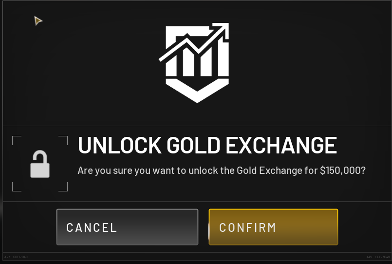 AirwingMarine's tweet photo. If you are wondering where the Gold Exchange is, it's level 35 Wardogs.

It's 150k to unlock.

BUT... even if you unlock it, it's still not available, so don't waste your money unlocking it. https://t.co/YUCNaJKefU