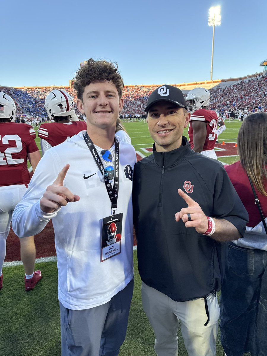 JackMcD27's tweet photo. OU Game Day‼️🏟️
Had an amazing time yesterday at the @OU_Football game! Thank you so much @Coach_Deak and @CoachCopeland45 for the hospitality and experience! Cannot wait to be back in Norman! BOOMER‼️

@alleneaglesfb @CoachVenables @RecruitAllen @KICKNATION @CoachLWig @fbcnt4 @PrestonTarpley @62BenAnderson @BrodyBost29 @HKA_Tanalski