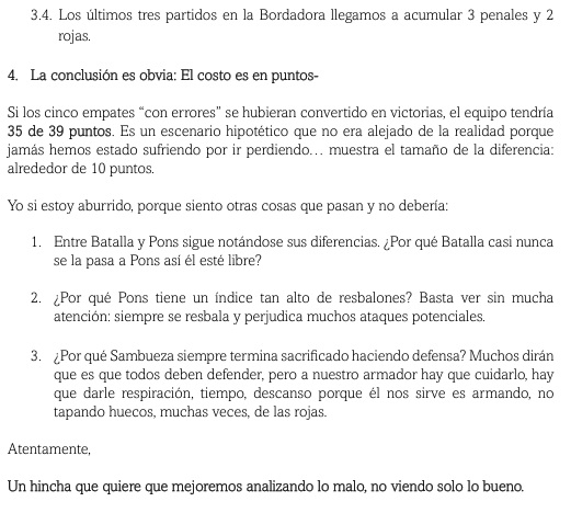 Fonsepanzer's tweet photo. CARTA ABIERTA AL @ABucaramanga 
No quiero sonar quejoso, pero sí es hora de entrenar la mente, de ser autocríticos y no aceptar errores pendejos que hoy nos tendrían por encima de los 30 puntos.
@jotasmantilla @corazonleopardo @andresmarocco @PipeZarruk @PipeAlvarez28 https://t.co/hhVivyUMeR