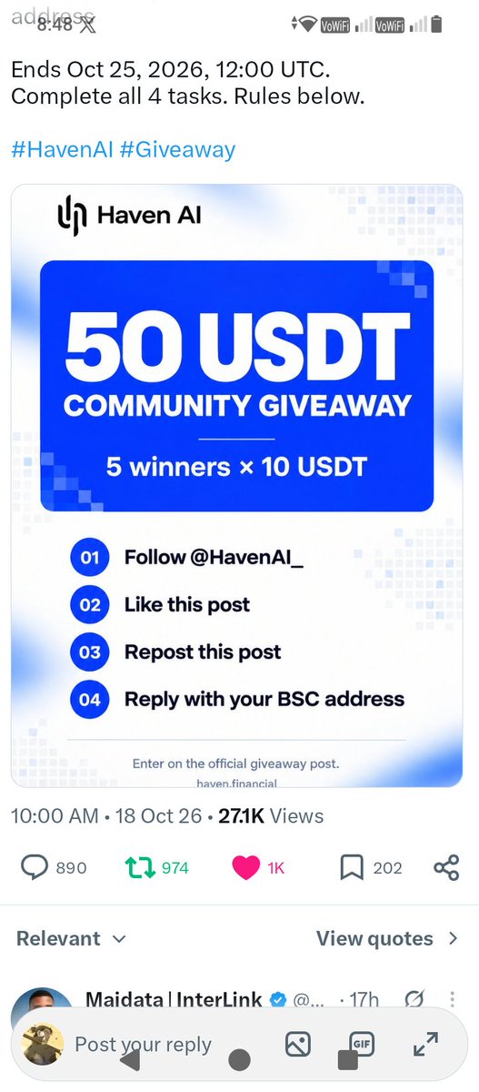 Ferdinand257993's tweet photo. @HavenAI_ All task done ✅ thanks 😊 

0xbbBc3Af7b80f1Df57cfCD1F4D8522539e8ab34E6 https://t.co/KwIEctApTM