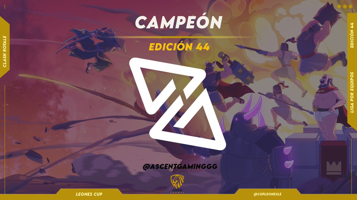 CupLeonesLE's tweet photo. #ClashRoyale       

Felicitamos a @AscentGamingGG 
por su primer título en nuestra copa!!! https://t.co/4fUlqvuAft