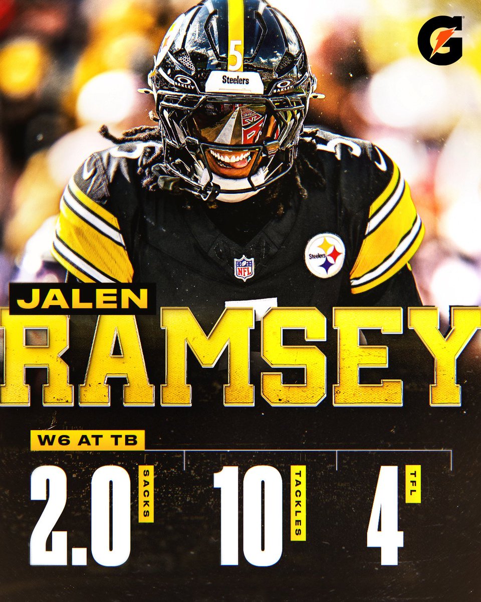 steelers's tweet photo. Got 5️⃣ on it‼️

@jalenramsey | @Gatorade https://t.co/DifGFlt0Jz