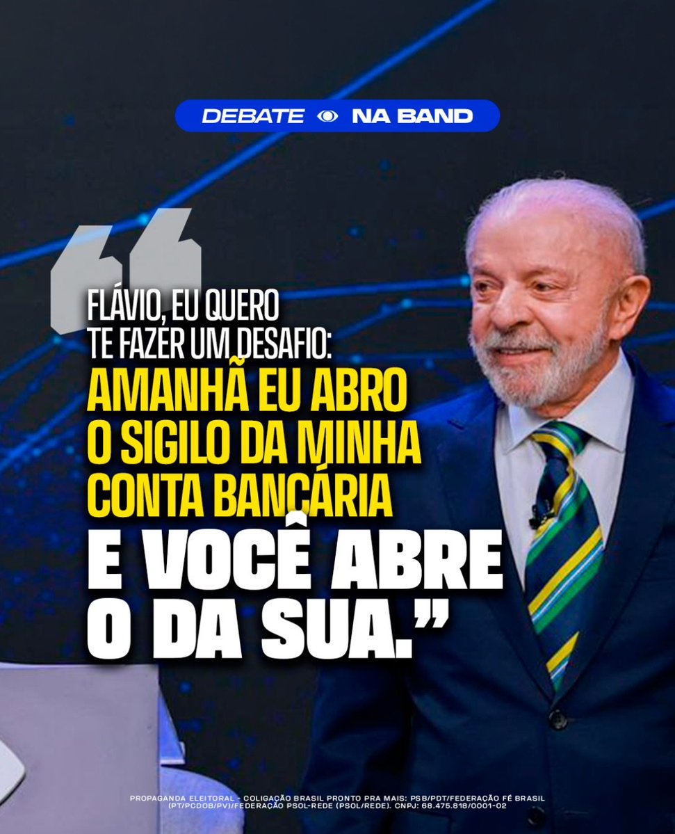 tainadepaularj's tweet photo. O corte da eleição! Vamos ver quem é quem! Desafio lançado, EXPLODAM! 🚨

#LulaDandoShowNaBand
#RespondeOLulaFlavio
#FlavioSocioDoCareca
#LulaPaiDoBolsaFamilia
#ExplicaOCasoAnaClaraFlavio 
#ExplicaAMansaoFlavio
#ProsperidadeSoComLula
#AbreOSigiloFlavio
#LulaDeuShow https://t.co/FjyhJ3pO8j