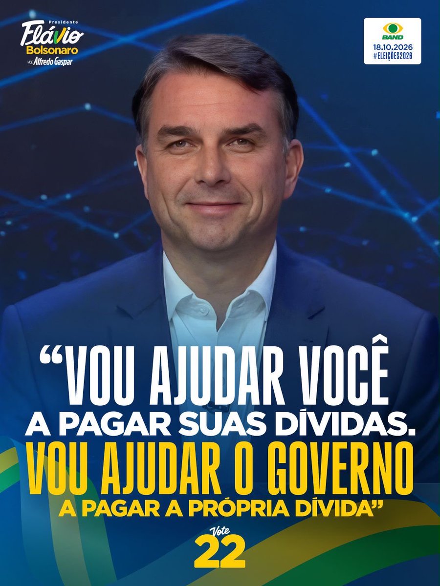 plnacional_'s tweet photo. O governo atual provou que só sabe gastar, endividar o país e cobrar mais impostos do trabalhador. A virada vai começar: equilíbrio fiscal, de um lado, e socorro imediato ao cidadão, do outro.

Flávio Bolsonaro vai arrumar a casa, estancar a sangria do Estado e garantir condições reais para você quitar suas dívidas e respirar aliviado! 💼🇧🇷👊

#Austeridade #RespeitoAoTrabalhador #Vote22