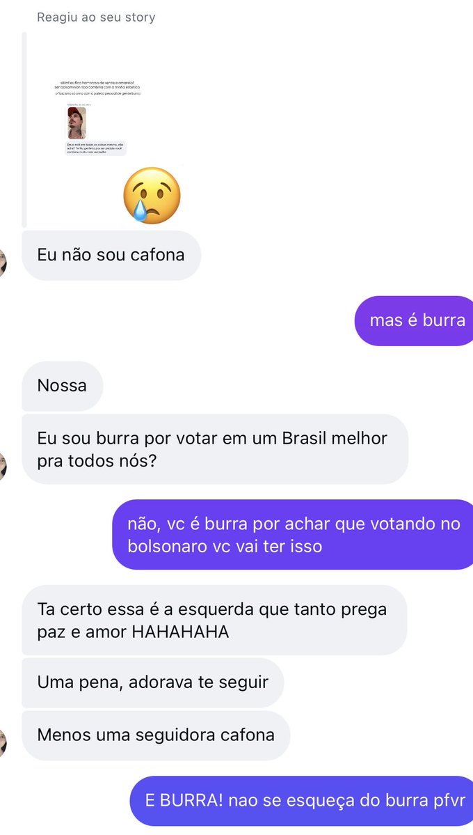 DesturbioMental's tweet photo. achei que ate o final das eleições eu ia passar ileso de ter algum seguidor bolsominion mas infelizmente… https://t.co/SWaUSLkjUX