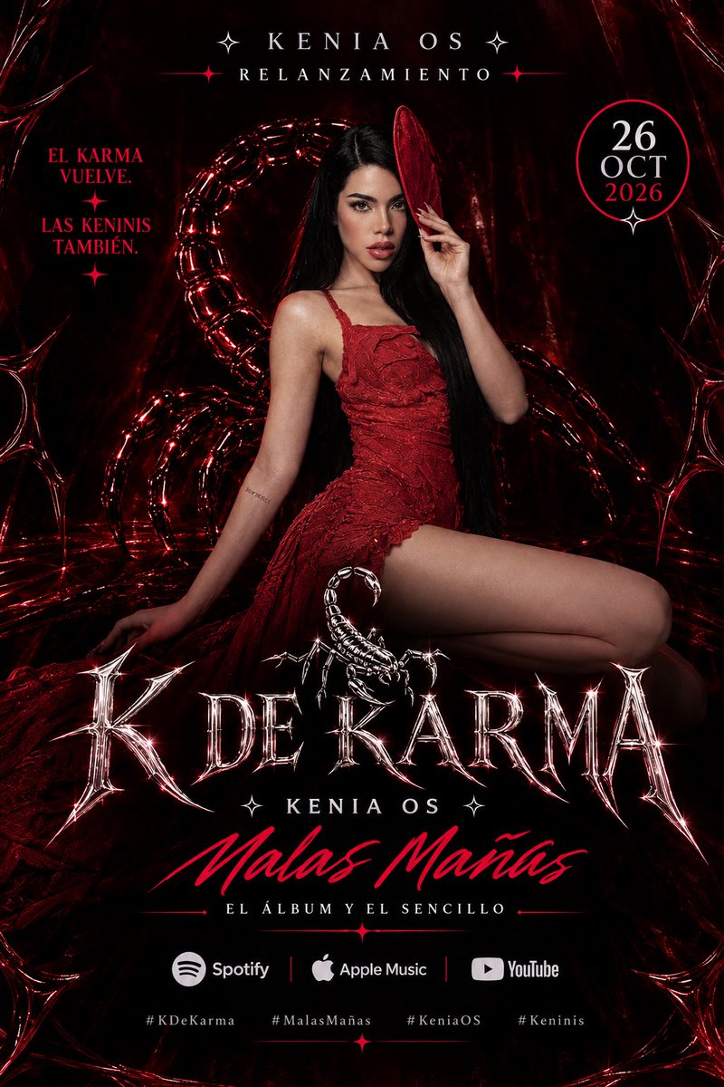 KeninisHubMx's tweet photo. @kosdarl 26 DE OCTUBRE RELANZAMIENTO :
K de Karma 🦂
Malas mañas 🔥

#MalasMañas #KeniaOs #Keninis #KdeKarma https://t.co/ffPO1FMaDz