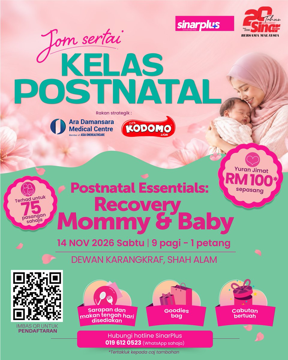 sinarplus's tweet photo. sinarplus
Bakal mommy &amp; daddy, dah bersedia untuk fasa berpantang dan menyambut si manja? 👶🏻
Jom sertai Kelas Postnatal: Recovery mommy &amp; baby untuk memperoleh tip penting penjagaan diri selepas bersalin, pemulihan ibu dan penjagaan bayi. Daddy pun kena tahu, tau! https://t.co/Sq3sk1IDen