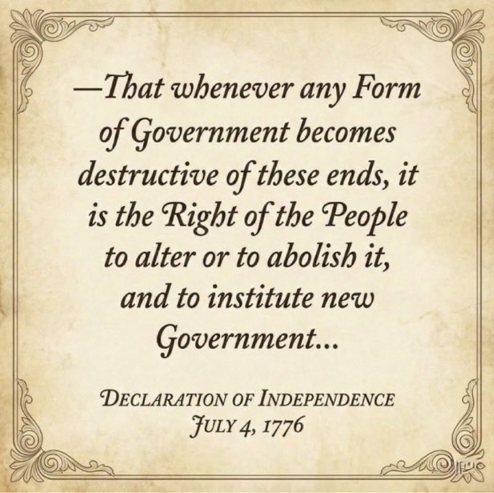 JSimm1776's tweet photo. @RepThomasMassie @RealCandaceO I think the Declaration of Independence states clearly what should be done. https://t.co/PmqdEHema8