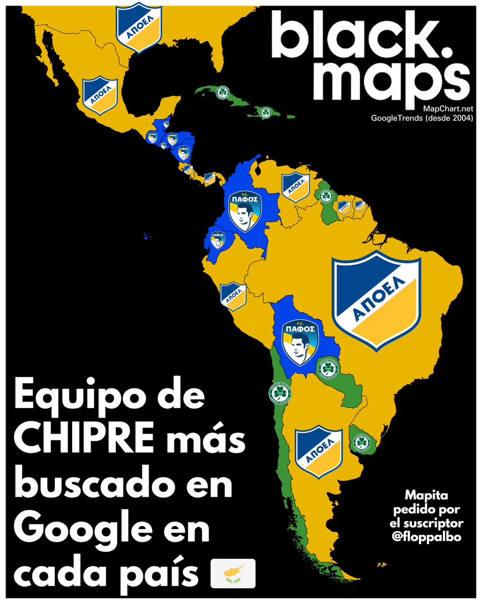 maps_black's tweet photo. Equipo de fútbol de Chipre 🇨🇾 más buscado en Google por país

(Mapa pedido por mi suscriptor @floppalbo) https://t.co/WwC63L03df