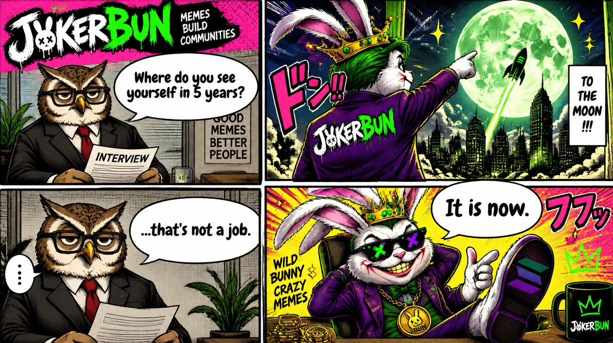 Lunekidss's tweet photo. 3am. group chat asleep. one bunny still awake whispering "one more candle" π
also tried a job interview and a breakup with him. both went exactly how you'd expect lol
3 memes for the @JokerBuniou0 contest #JokerBun #JBUN $JBUN https://t.co/jF4Ylp5G6Y