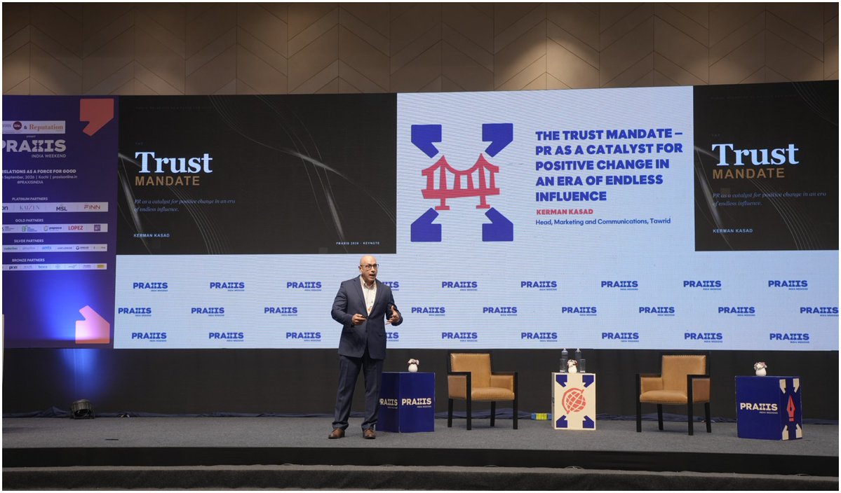 RepTodayMag's tweet photo. Influence is Cheap, Trust is Scarce: Why PR Must Prove its Words - https://t.co/lMPd9N536b 

Shree Lahiri writes about the ninth Keynote at #PRAXISIndia Weekend 2026 by Kerman Kasad, Head, marketing &amp; Communications, Tawrid, in #RTFeatures https://t.co/nSGaBfAYkE