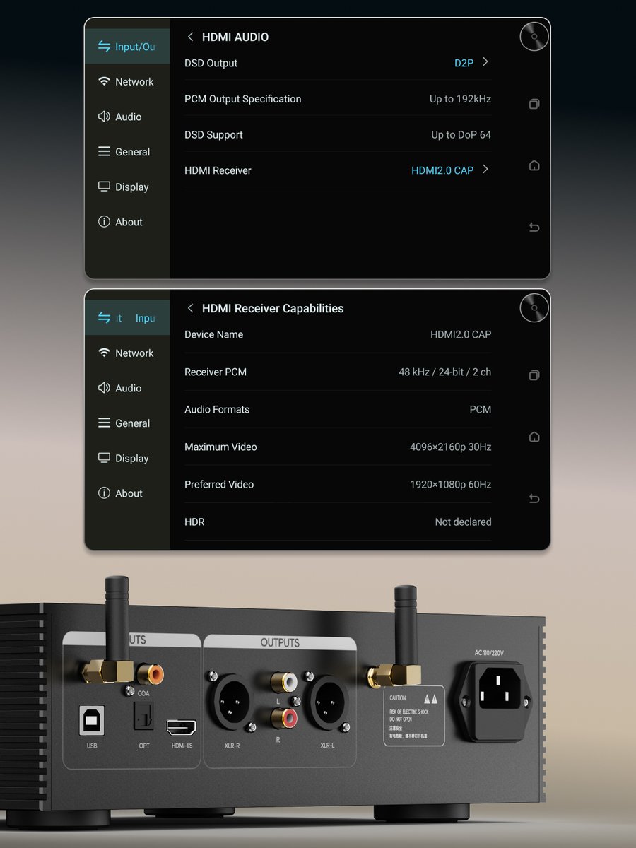 KaiboerAudio's tweet photo. Kaiboer streamers equipped with HDMI 4K video output, not only for audio transmission.

Hook up to your TV, projector or monitor to view screensavers, animated floating lyrics, dynamic VU meters & streaming MV on a large display.

Merge high-fidelity sound with beautiful visuals to upgrade your home music space.

#Kaiboer #HiFi #Audiophile #MusicStreamer