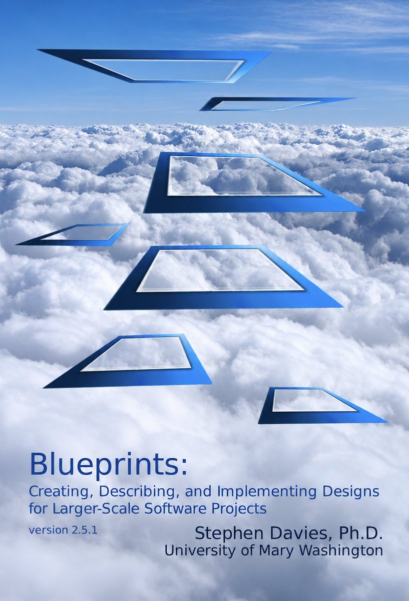 burkov's tweet photo. Blueprints: Creating, Describing, and Implementing Designs for Larger-scale Software Projects by Stephen Davies (2023) is now in @ChapterPal's collection of open textbooks.

This textbook equips developers with practical methods for planning and building large software systems efficiently.

The book has 322 pages and 317 illustrations.

All books on ChapterPal are free to read with a free account. A paid account gives you more questions to ask the AI tutor, personalized reading recommendations based on your interests, auto-generated quizzes that allow you to validate your understanding, offline reading with a mobile app, and more.

Read the book with an AI tutor: https://t.co/3n8Um8nznL

Table of contents:

Chapter 1. Getting off the ground
  - 1.1 Why the command line?
  - 1.2 The filesystem
    * Files and directories
    * The filesystem tree
    * Only one surprise
    * The “current” (or “working”) directory
    * The root directory
    * Paths
  - 1.3 Linux A-B-C’s
    * “Special” directory shortcuts
  - 1.4 The quickest path through the woods
Chapter 2. The “software crisis” and encapsulation
  - 2.1 Ancient history
    * Quantifying the crisis
  - 2.2 Software and complexity
    * Dependencies == complexity
  - 2.3 Encapsulation
    * OOP’s encapsulation solution: the class
  - 2.4 Features of OOP
  - Postlude
Chapter 3. Classes and objects
  - 3.1 Terms
  - 3.2 A different kind of language
    * Classes in UML: the first two compartments
    * Classes in UML: the third compartment
    * Functions vs. methods
    * Various “special” methods
    * Objects in UML
    * The value of “design”
  - 3.3 Classes in Java
    * Instance variables in Java
    * Constructors in Java
    * Analyze this
    * Methods in Java
    * “Client code” and thinking reactively
    * “Static methods” and “static inst vars”
  - 3.4 Objects in Java
    * Printing an object
Chapter 4. Memory matters
  - 4.1 Memory diagrams
    * The stack and the heap
  - 4.2 Calling functions
    * Null references and NPEs
    * Stack frames
    * Object craziness
    * “I shall return”
    * Calling a function from a function
  - 4.3 Calling methods
Chapter 5. Exceptions
  - 5.1 Bad ways of handling error conditions
  - 5.2 The right way: throwing and catching
  - 5.3 Calling a method that throws Exception
  - 5.4 Different kinds of exceptions
  - 5.5 Stack traces
Chapter 6. UML class diagrams
  - 6.1 Classes
  - 6.2 Associations
    * Dependency associations
    * Dependencies in code
    * “Has-a” associations
    * “Has-a” associations in code
    * Aggregation associations
    * Composition associations
    * Association annotations
  - 6.3 Visibility
    * Java packages
    * Visibility levels
    * Which visibility level to choose
    * Class visibility
  - 6.4 Putting it all together
Chapter 7. The Singleton pattern
  - 7.1 Design pattern
  - 7.2 The Singleton pattern
  - 7.3 Implementation
  - 7.4 Using the Singleton
Chapter 8. Java odds ’n’ ends
  - 8.1 Garbage collection
  - 8.2 The import statement
    * Don’t import *
  - 8.3 Java “generics”
  - 8.4 “Wrapper” classes
  - 8.5 The Hashtable data structure
    * Iterating through Hashtables
  - 8.6 Command-line arguments
  - 8.7 Sameness vs. identicality
    * Testing for sameness and identicality
    * Overriding `.equals()`
    * Beware comparing Strings! (Use `.equals()`)
Chapter 9. UML sequence diagrams
  - 9.1 Going backwards
    * Reverse-engineering a sequence diagram from code
    * Sequence diagram features
    * What the arrows mean
    * Following the flow
    * Coming up for air
  - 9.2 Going forwards
    * Using a sequence diagram to guide the implementation
Chapter 10. Persistence and hydration
  - 10.1 Java object serialization
  - 10.2 Using a database
  - 10.3 Using plain text files
    * Example: a resort reservation system
Chapter 11. Inheritance (1 of 2)
  - 11.1 “Bottom-up” (implementation) inheritance
    * Under the hood
  - 11.2 “Top-down” (interface) inheritance
    * Test your intuition
    * “Masquerading” and “smuggling”
    * Why this matters
  - 11.3 “Cool! Can we do both?”
  - 11.4 A word of warning
Chapter 12. Inheritance (2 of 2)
  - 12.1 Polymorphism
    * instanceof is evil
  - 12.2 Getting abstract
    * Abstract methods
    * Abstract classes
    * UML notation
  - 12.3 That’s just super
    * Calling a superclass’s methods with “super.”
    * Invoking a superclass’s constructor with “super” (no dot)
  - 12.4 Pure abstraction: Java interfaces
  - 12.5 java.lang.Object
Chapter 13. The Factory pattern
  - 13.1 Top-down inheritance and the Factory pattern
  - 13.2 Random type generation
Chapter 14. Team software development
  - 14.1 Looking deeper into git
  - 14.2 Understanding git status
  - 14.3 Understanding git log
  - 14.4 Comparing versions
    * The vimdiff comparison tool
    * Specifying the versions to compare
  - 14.5 Going back in time
    * Looking at old versions
    * Reverting to old versions
  - 14.6 Team-based version control with git
Chapter 15. Doing design (1 of 2)
  - 15.1 “Discovering the design”
  - 15.2 Straight from the horse’s mouth
    * Nouns, and only nouns
    * Noun phrases
    * Singular, not plural
  - 15.3 Carrying out the process
  - 15.3. Carrying out the process
  - 15.4. A longer example
Chapter 16. Doing design (2 of 2)
  - 16.1 The two domains
  - 16.2 Turning CRC cards into UML
    * The bike store example, continued
    * The Uno!® game example, continued
    * The “double dispatch” technique
    * The Card class hierarchy
  - 16.3 Evaluating a design
Chapter 17. Use cases
  - 17.1 Capturing requirements
    * “What” vs. “how”
  - 17.2 Use Cases
    * About actors
    * UC descriptions
    * Tips for good Use Case descriptions
  - 17.3. A more complex example
Chapter 18. Documenting an API
  - 18.1 The importance of good docs
    * Collaborating with someone you’ll never meet
  - 18.2 JavaDoc: mechanics
    * Markup and tags
    * Generating the mini-website
    * Starting the Web server and connecting
    * Firewall settings
  - 18.3 JavaDoc: content
    * Class documentation
    * Method documentation
  - 18.4 How to lose a battle through bad documentation