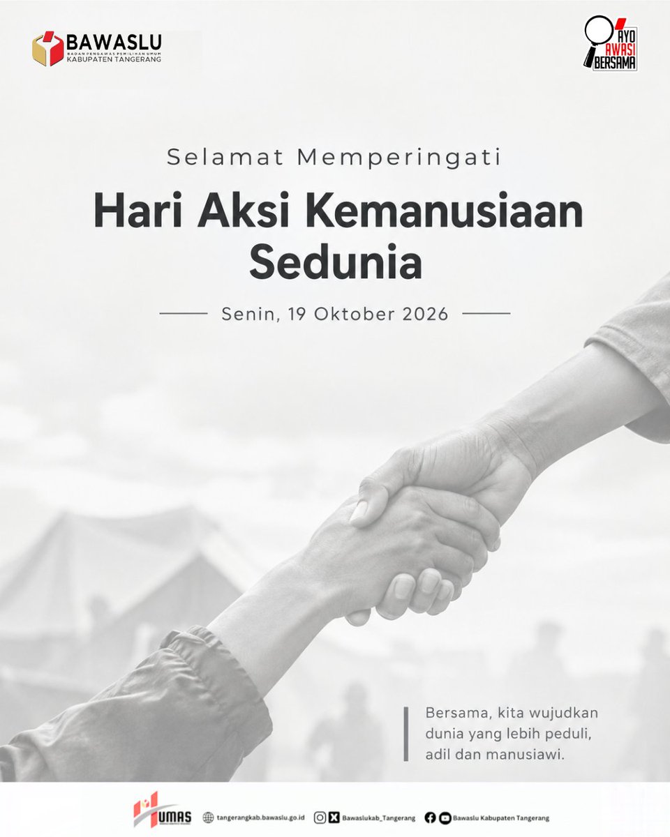 BawasluKabTang's tweet photo. Kemanusiaan adalah tentang kepedulian, solidaritas, dan tindakan nyata untuk membantu sesama. 

Bersama, kita wujudkan dunia yang lebih peduli, adil, dan manusiawi.

#bawaslukabupatentangerang #PeduliSesama #Kemanusiaan https://t.co/YpX13JwCwZ