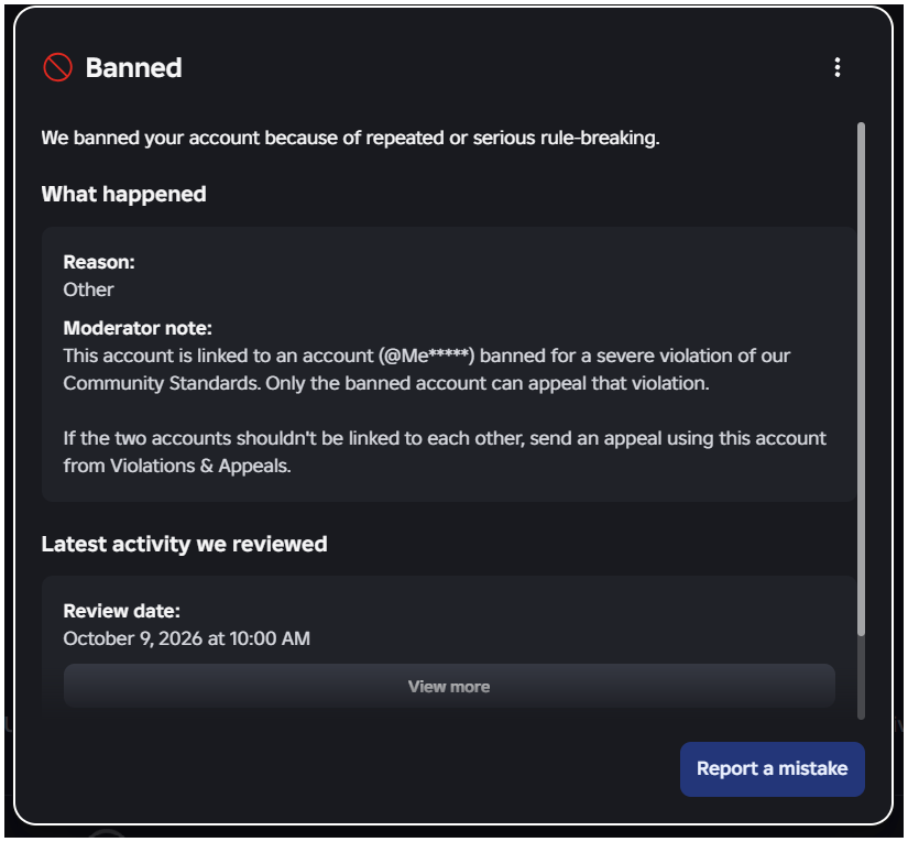 2tockiel's tweet photo. it's been almost 2 weeks and I'm still banned, Roblox's appeal team has put me through a loop of automated messages that aren't useful, appeal rejections and stress @Roblox step it up and get to fixing this problem and your Ai moderation. #EnforcementBan #Roblox #robloxbans https://t.co/dgEY6F8u2e