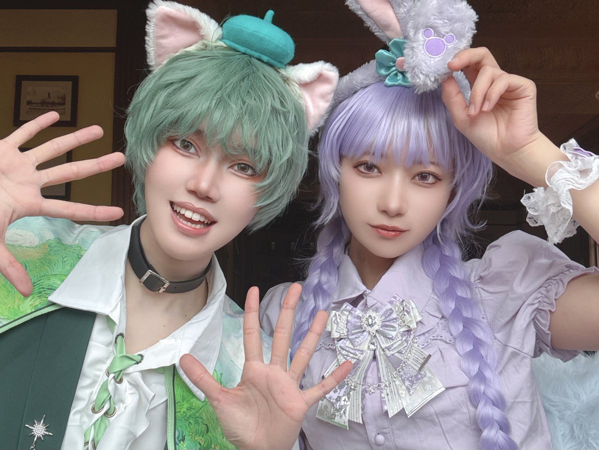 tmesmile's tweet photo. 🐱💚🐰💜

#Dハロ仮装2026
#Dハロ仮装 https://t.co/4bM2jzqs3u