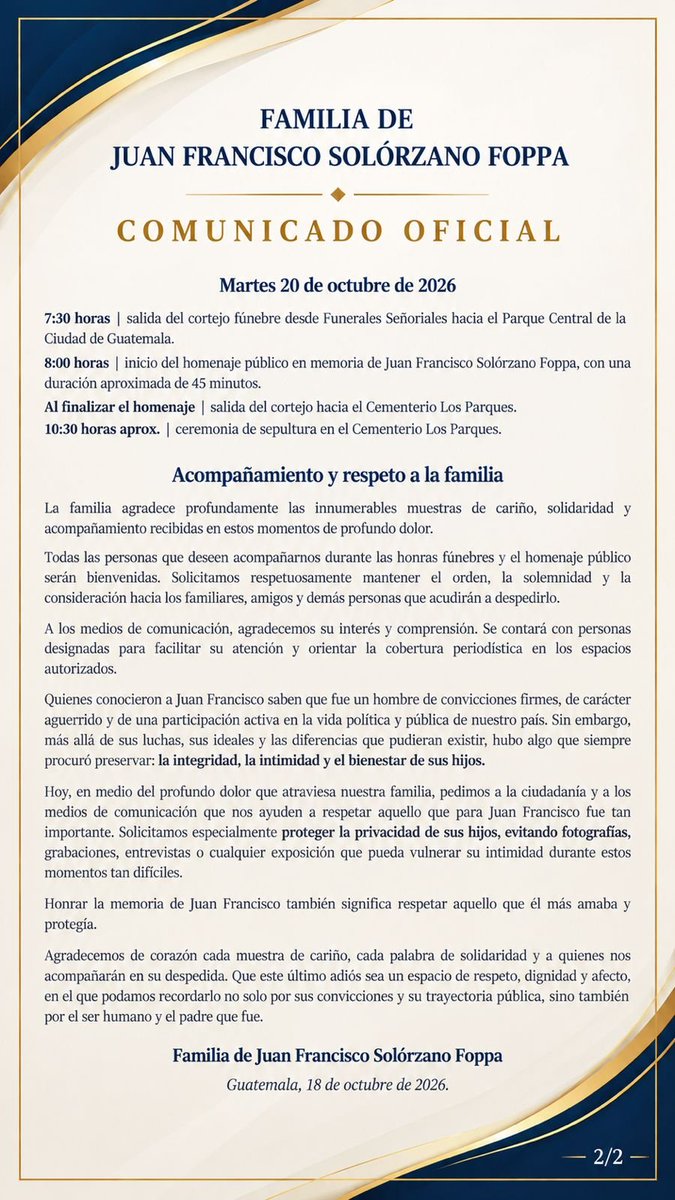 vichoguate's tweet photo. Familia de Juan Francisco Solorzano Foppa emite comunicado. https://t.co/kCchQPeOcc