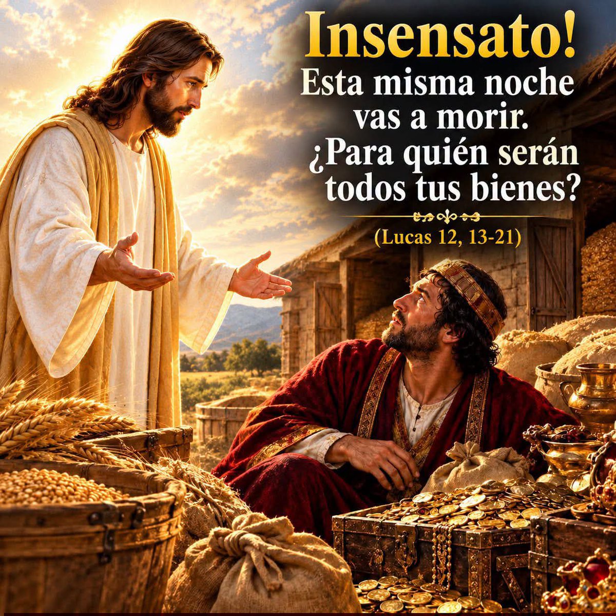 IngTre's tweet photo. El Rico Insensato... nos recuerda que podemos tener mucho en las manos y, aun así, tener poco en el corazón. 

No acumulemos solo para esta vida; busquemos Primero las Riquezas que vienen de DIOS. https://t.co/kNPXr9pX0f