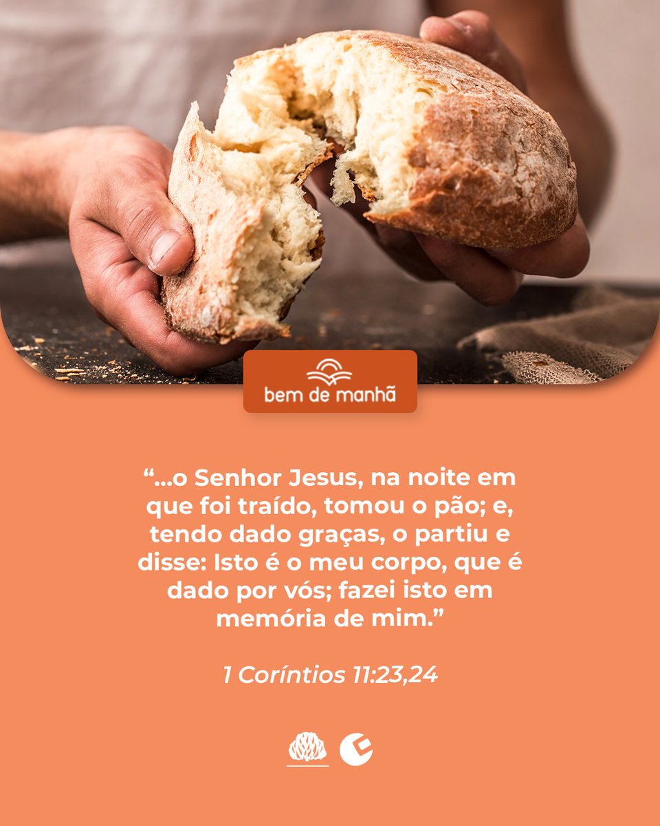 ipboficial's tweet photo. Bem de Manhã: Comece o dia meditando na sabedoria de Deus.

“…o Senhor Jesus, na noite em que foi traído, tomou o pão; e, tendo dado graças, o partiu e disse: Isto é o meu corpo, que é dado por vós; fazei isto em memória de mim.”

1 Coríntios 11:23,24 https://t.co/HT72lqv4d0