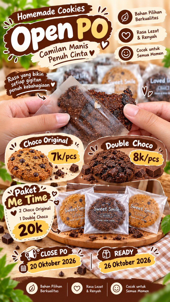 arcippppp's tweet photo. Halloooo ada yang mau beli gakk? Soft cookies open PO, close besok selasa. Bisa COD daerah semarang. #zonauang #semarang #COD #softcookies #dessert https://t.co/DwVajxj46b