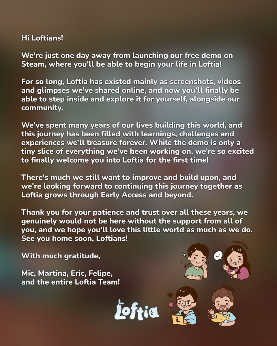 loftiadev's tweet photo. Loftia’s free demo drops in less than 24 hours, here’s everything you need to know!  🌱🌟

The demo will be live for one week, and all progress will carry over to Early Access on November 3rd! 

We’re so excited to finally welcome you home ☁️ https://t.co/Hvqqq6V2QQ