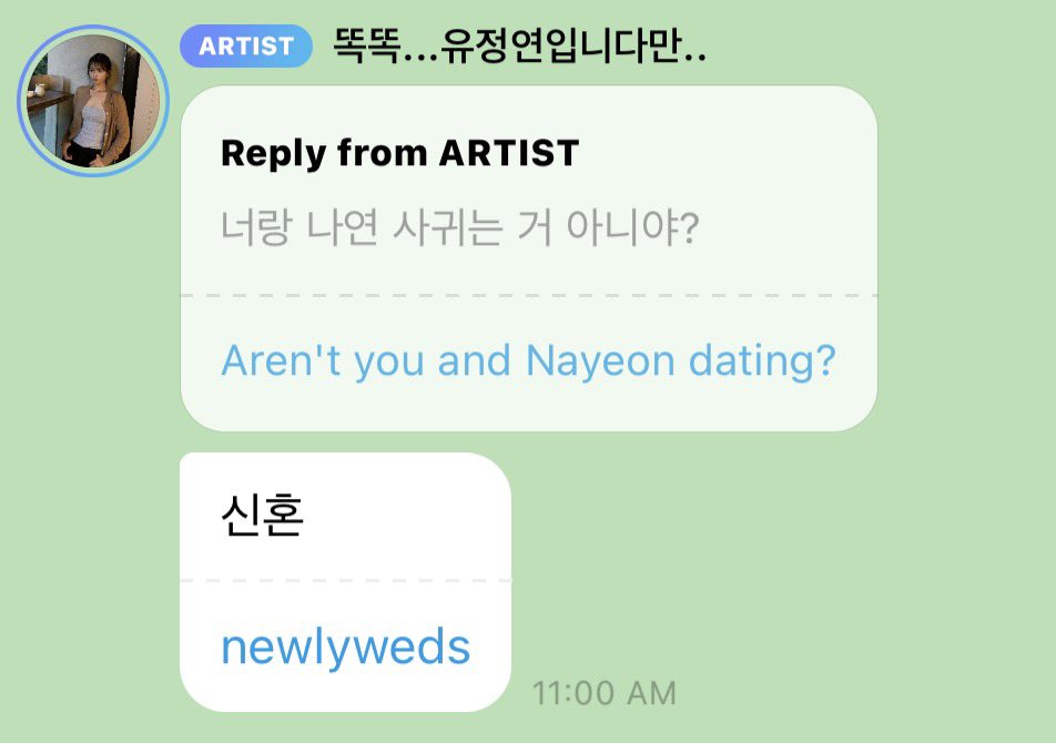 twyjy's tweet photo. JEONGYEON SAID SHE AND NAYEON ARE NEWLYWEDS??!?!?!?!?? https://t.co/QhmDFaHHTj
