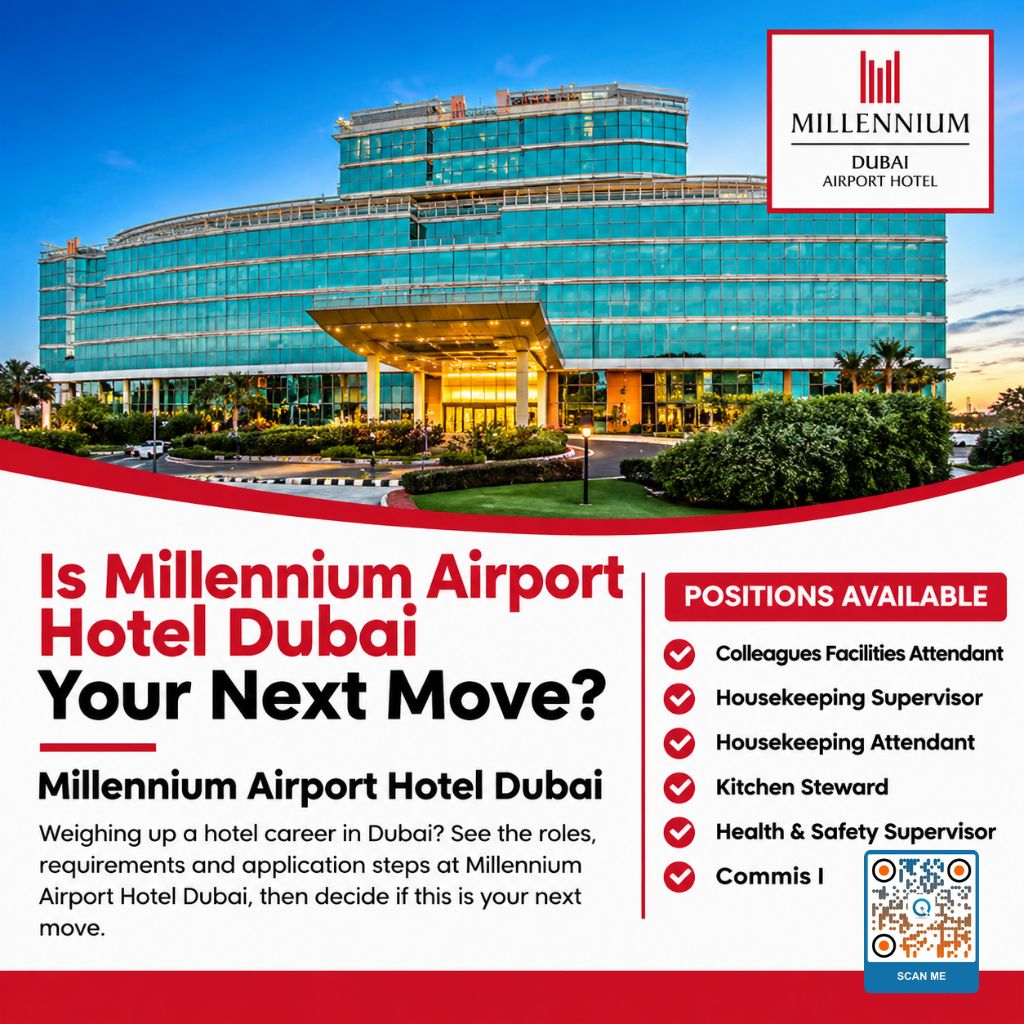 QuickJobUpdate's tweet photo. Is Millennium Airport Hotel Dubai a Smart Career Move for You?

🔎 Explore the role details and qualifications before applying: https://t.co/XJCEPFaC6b https://t.co/u5qbYb5c7D
