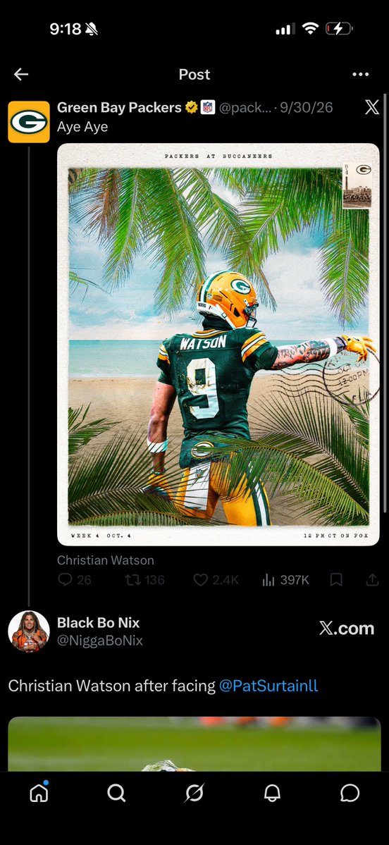 NiggaBoNix's tweet photo. The Green Bay Packers really blocked me for this tweet lol https://t.co/1fzoReHAjN