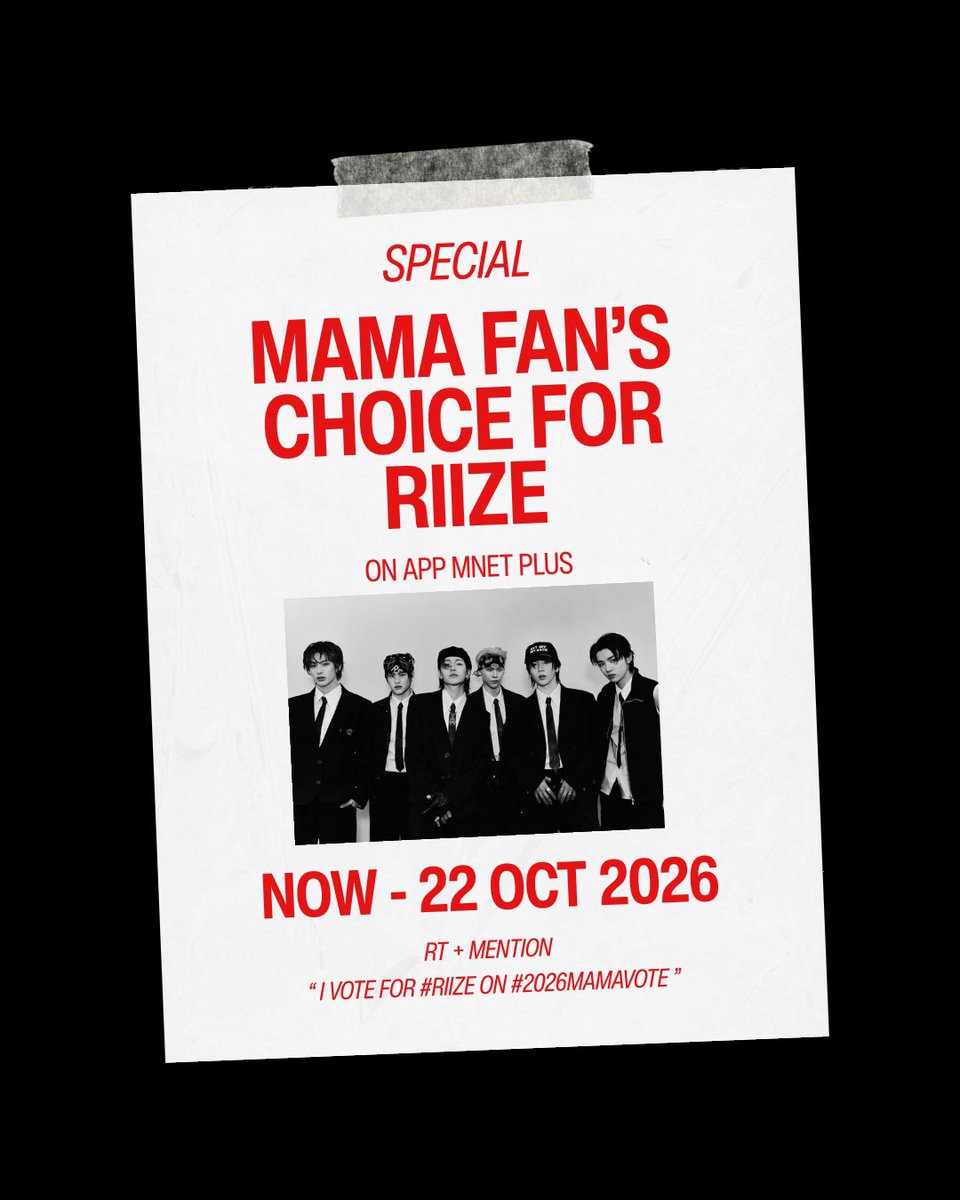 BLACKCATCLUBTYB's tweet photo. Special activity from Black Cat Addiction Club! 🐾°(🧡)

ทางเราขอเชิญชวนบรีซจึมาโหวต MAMA Fan’s Choice ให้กับ Riize 🆙 

โหวตง่าย ๆ step ดังนี้
⭑ โหลด/เข้าแอพ Mnet Plus
⭑ เลือกตรง MAMA แล้วเข้าในหัวข้อ Fan’s Choice 
⭑ โหวตน้องข้าวได้เลย !
“ 1 device = 1 แอค (ต่อวัน) ”
และรีเซ็ทโหวตทุกวันเวลา 22:00 น.

⋆˙⟡ Gift for บรีซจึที่เข้าร่วมโหวต จะได้รับสิทธ์เข้าร่วมกิจกรรมของทางคาเฟ่ฟรี 1 วัน โดยสามารถเลือกวันได้ ( 20-21 Feb ) + set giveaway และเครื่องดื่ม จำนวน 2 รางวัล

📨กติกา : rt + mention พร้อมติดแฮชแท็ก
I vote for #RIIZE on #2026MAMAVOTE

สุ่มหลังปิดโหวต 
โดยทางเราจะขอดูหลักฐานการโหวต MAMA Fan’s Choice 5 วันขึ้นไป 

(🦦🐈🦌🐈‍⬛🐥🐕)
