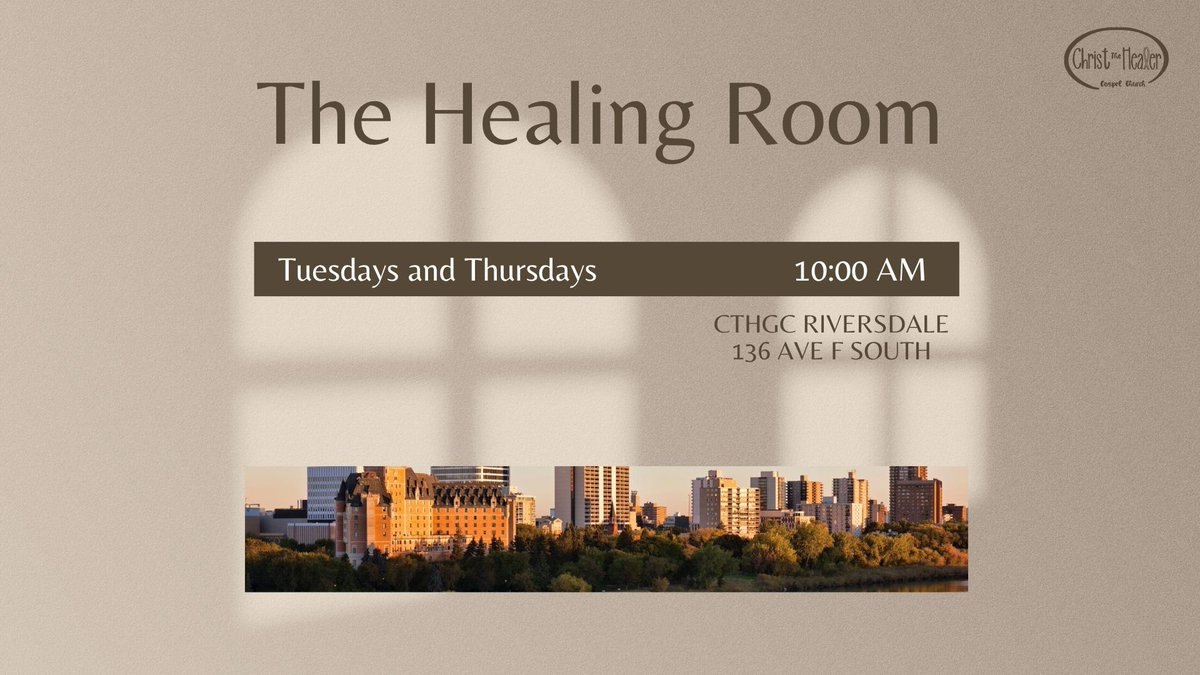 christ_healer's tweet photo. Join us for The Healing Room Thursday mornings. We pray as the Holy Spirit leads. Bring your prayer requests.
📅 Thursday, October 22nd
🕙 10:00am
📍 CTHCG Riversdale https://t.co/kkPGz1ddyQ