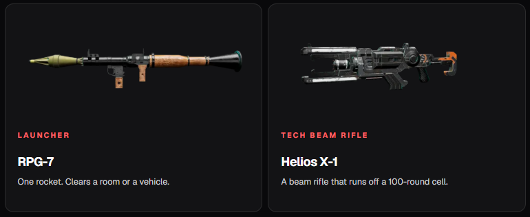 ClashProjectAI's tweet photo. FrontLine Season 2 just reloaded the armory 🔥

💥 RPG-7: one rocket. Clears a room or a vehicle.
⚡ Helios X-1: a beam rifle running off a 100-round cell.

Old school boom or future tech. Which one are you dropping in with?

https://t.co/R33ZQZ2NYY https://t.co/jnnojTszFr