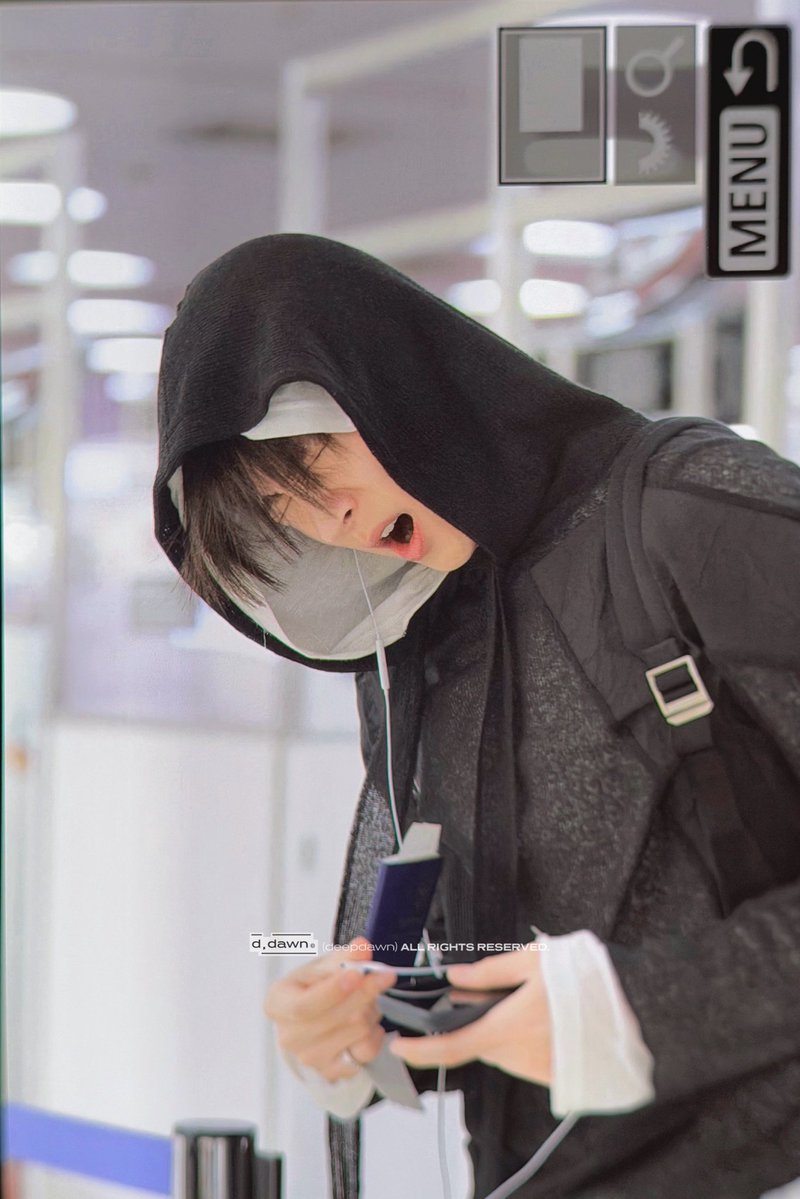 eclairswon's tweet photo. wearing a backpack and hoodie then yawning cutely like that, sangwon is just a baby... 😭🤏🏻 i hope he can get some rest, even if it's just for a lil while :") https://t.co/f90russzAI