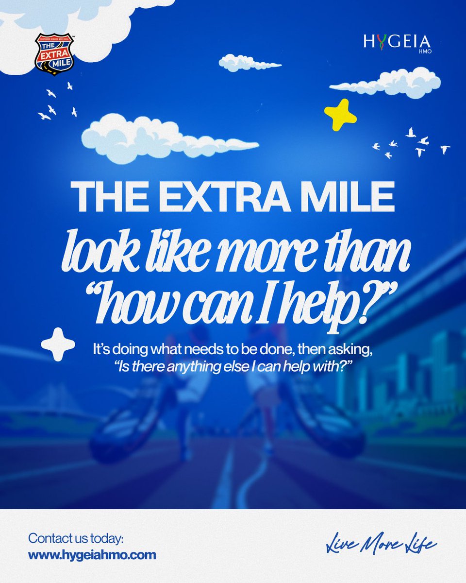 HygeiaHMO_'s tweet photo. Going the extra mile isn’t always about making a big gesture. Sometimes, it’s the little things that tell a customer, “I genuinely care about getting this right for you.”

And sometimes, those little things make all the difference. 💚

#CustomerServiceWeek#TheExtraMile #HygeiaHMO https://t.co/5mBocMuihA