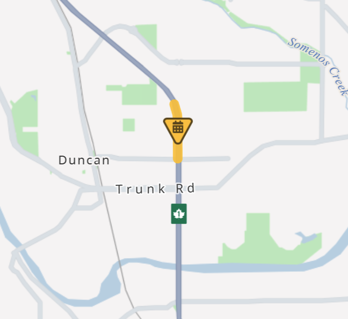DriveBC's tweet photo. 🦺#BCHwy1 - utility work is planned southbound between James St and Coronation Ave.
Expect the right lane to be blocked.
#DuncanBC #VanIsle
ℹ️https://t.co/GUJrsXlQZq https://t.co/PiMiqDSKHK