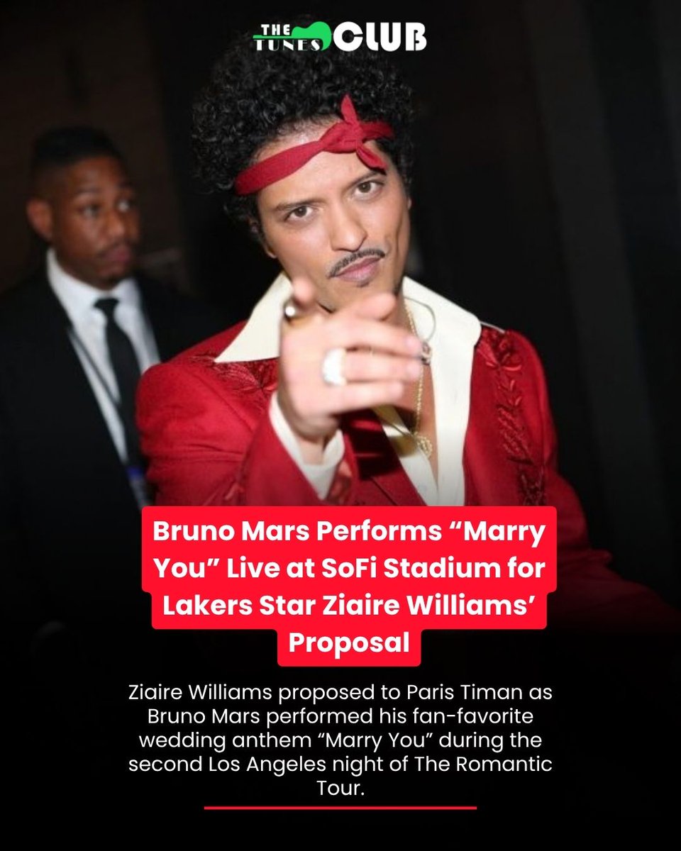 the_tunesclub's tweet photo. Bruno Mars Serenades Lakers Star Ziaire Williams’ Proposal With Live ‘Marry You’ Performance
#BrunoMars #ZiaireWilliams #ParisTiman #MarryYou #BrunoMarsConcert #TheRomanticTour #Proposal #Engaged #CelebrityNews #Lakers #LosAngelesLakers #SoFiStadium #LoveStory #CelebrityCouples https://t.co/KjL8Dv7FL6
