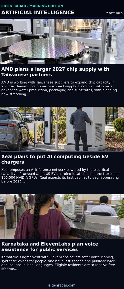 eigenradar's tweet photo. Eigen Radar Morning — Oct 7, 2026

• Carney sets Türkiye visit for trade and security talks
• US trade deficit reaches 105.6 billion dollars as imports outpace exports
• AMD plans a larger 2027 chip supply with Taiwanese partners
• OpenAI opens hundreds of mathematics results to outside scrutiny