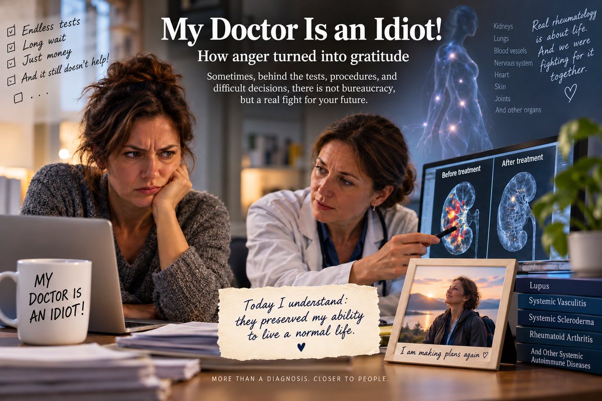 OlgaGoodmanMD's tweet photo. “My doctor is an idiot.”

More tests. More bills. More medication. Still feeling awful.

Vera had a one-star review ready to post. Then she got a second opinion.

https://t.co/HgyzaeHiLh

#Lupus #RheumaView https://t.co/tWCykcz6f3