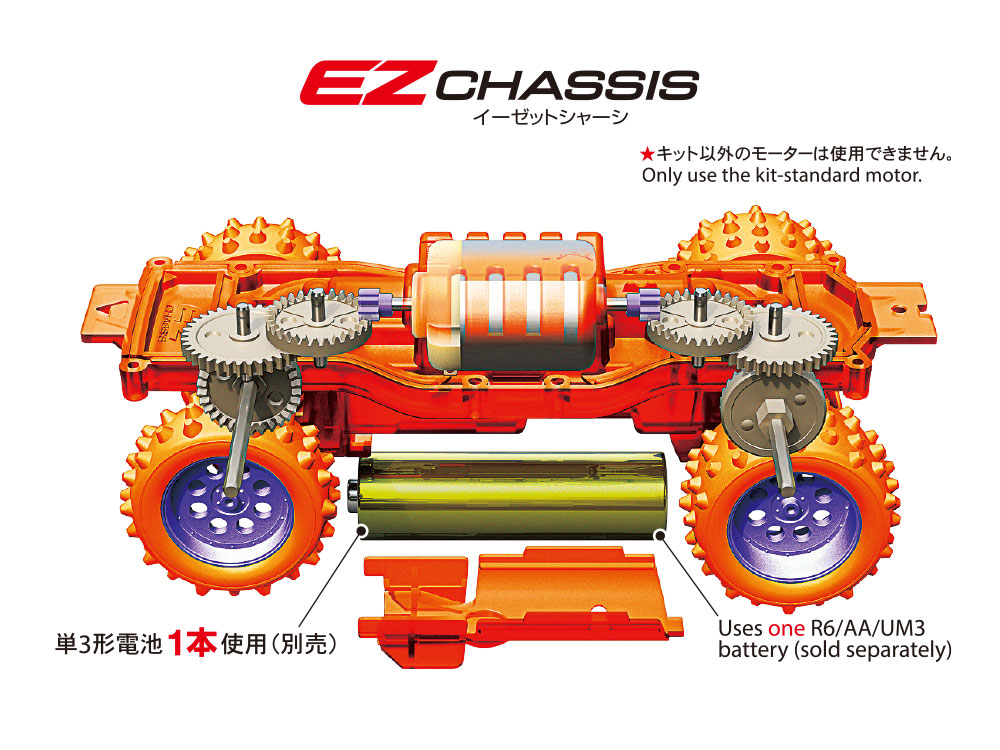 mini4wd's tweet photo. 【#ミニ四駆 新製品🆕】
10月10日(土)ごろ発売
『トレイルミニ四駆 ハロウィンバージョン（EZシャーシ）』

ジャック・オー・ランタンのドライバー人形が乗った、ハロウィン仕様のスペシャルモデルが登場！

パープルのUTVボディに、オレンジのスパイクタイヤを装備。シャーシはパーツをはめ込むだけで手軽に組み立てられるEZシャーシを採用しています。

ダブルシャフトモーターによる4WDを採用し、ギヤ比は50:1。歩くくらいのスピードながら、坂道では力強い走りを楽しめます。

カボチャ(ジャック・オー・ランタン)のパーツは中が空洞なので、市販のLEDを入れてライトアップできます🎃