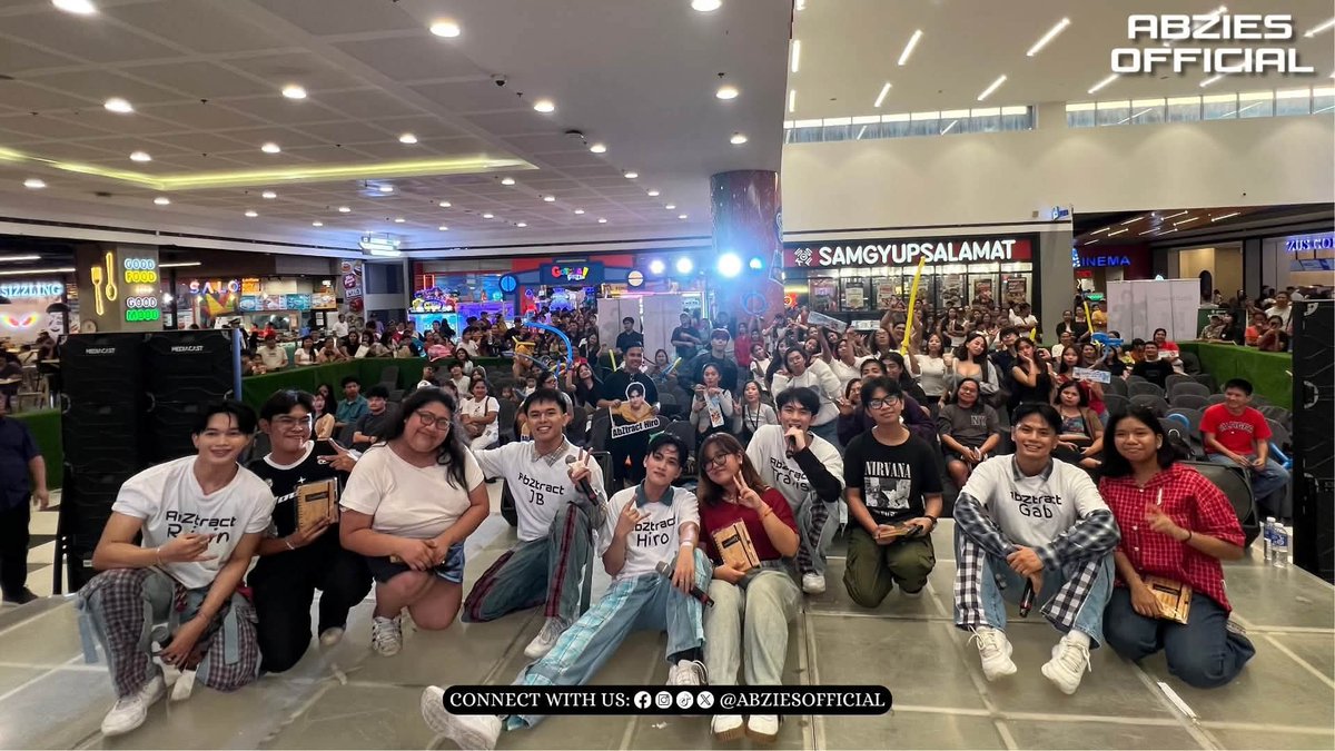 AbZiesOFC's tweet photo. MALL SHOW #1: UNLOCKED! 🔓🤍

Thank you, SM City Trece Martires, and to EVERYONE who came through to support AbZtract. Your cheers, and love made their first-ever mall show truly unforgettable! ✨ See u to the next stage

#AbZtract #AbZiesOFC #AbZtractNakalutang #SMTreceMartires https://t.co/5gUl5Qsx0u