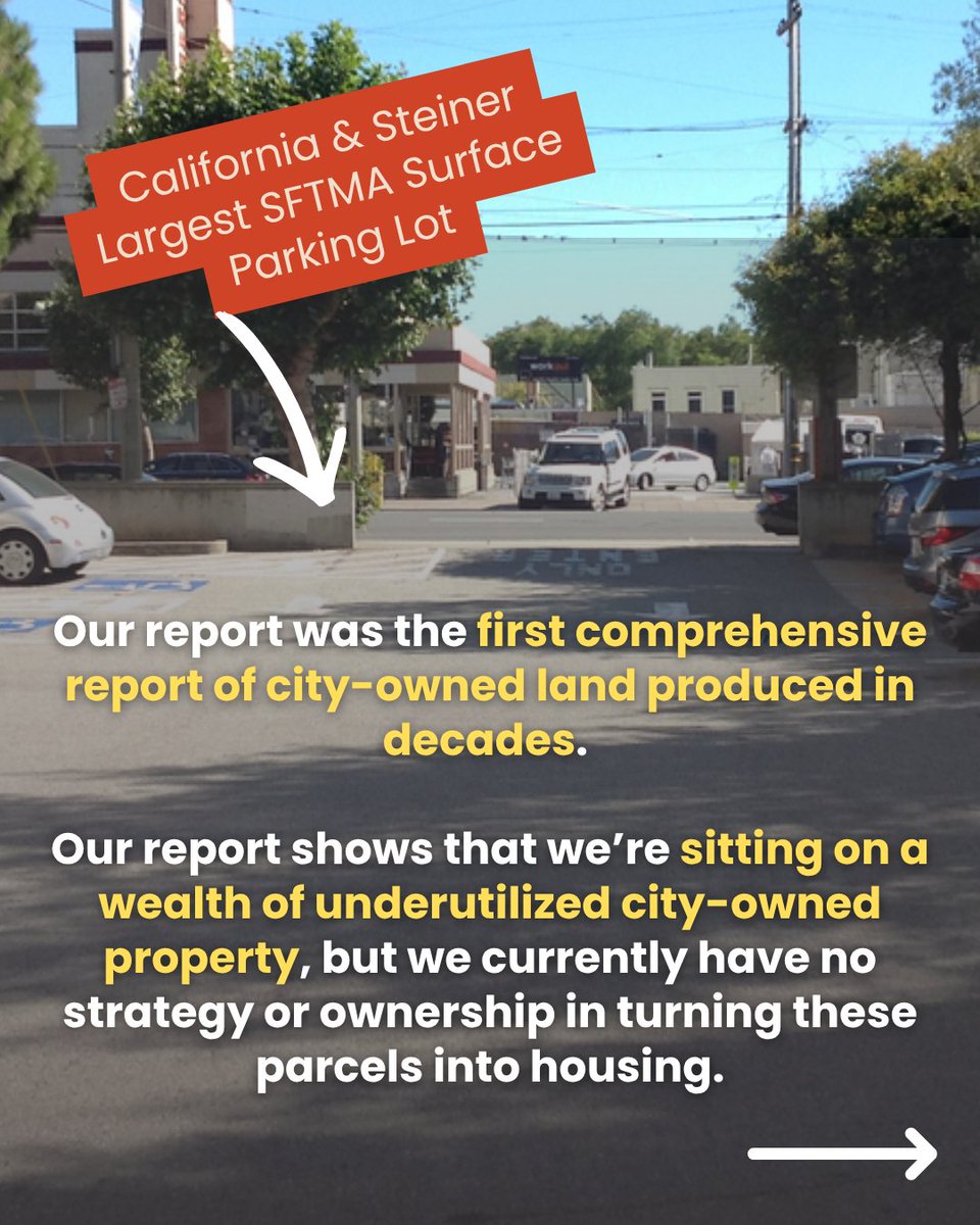 DannySauter's tweet photo. Our new report shows that the City of San Francisco owns 147 properties that have potential to be developed into housing, including 44 vacant or soon-to-be vacant properties!

In the midst of this housing crisis, we can't let these spaces continue to be underutilized. https://t.co/PE10ZbVylR