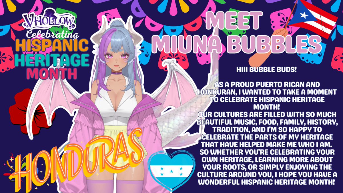 vhollowvt's tweet photo. 🇵🇷🇭🇳 The celebration continues!

Today we're shining a spotlight on Miuna Bubbles, our Puerto Rican &amp; Honduran VTuber! 

We're lucky to have you haunting the Hollow with us, Miuna! 🖤

Follow them @ https://t.co/447XsFRn6K https://t.co/NWTMr0kSo2
