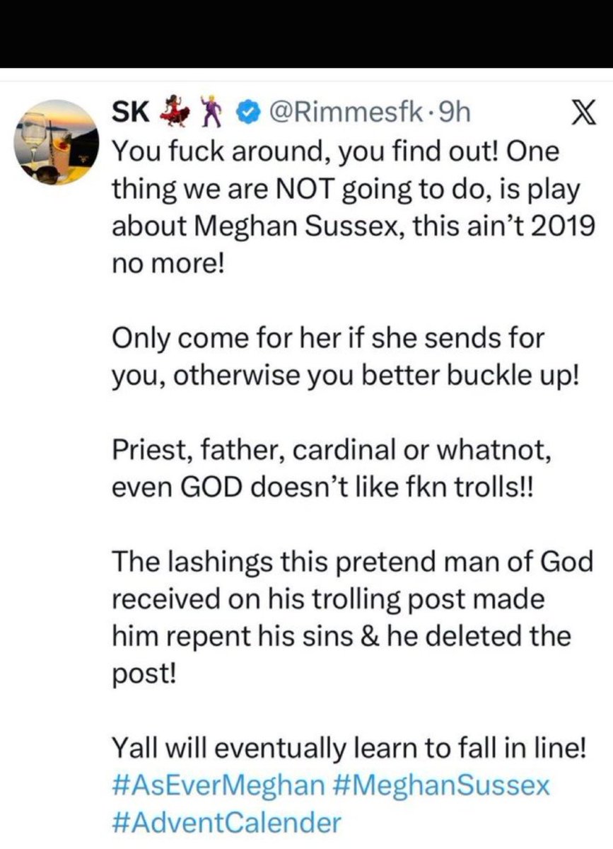 TheRoyalGrift's tweet photo. Oh look it is one of Meghan Markle's paid Sussex Squad agitators that are linked to ANTIFA. Here they are making threats to a Priest.  
FYI @FBI https://t.co/1YoqAujaDs