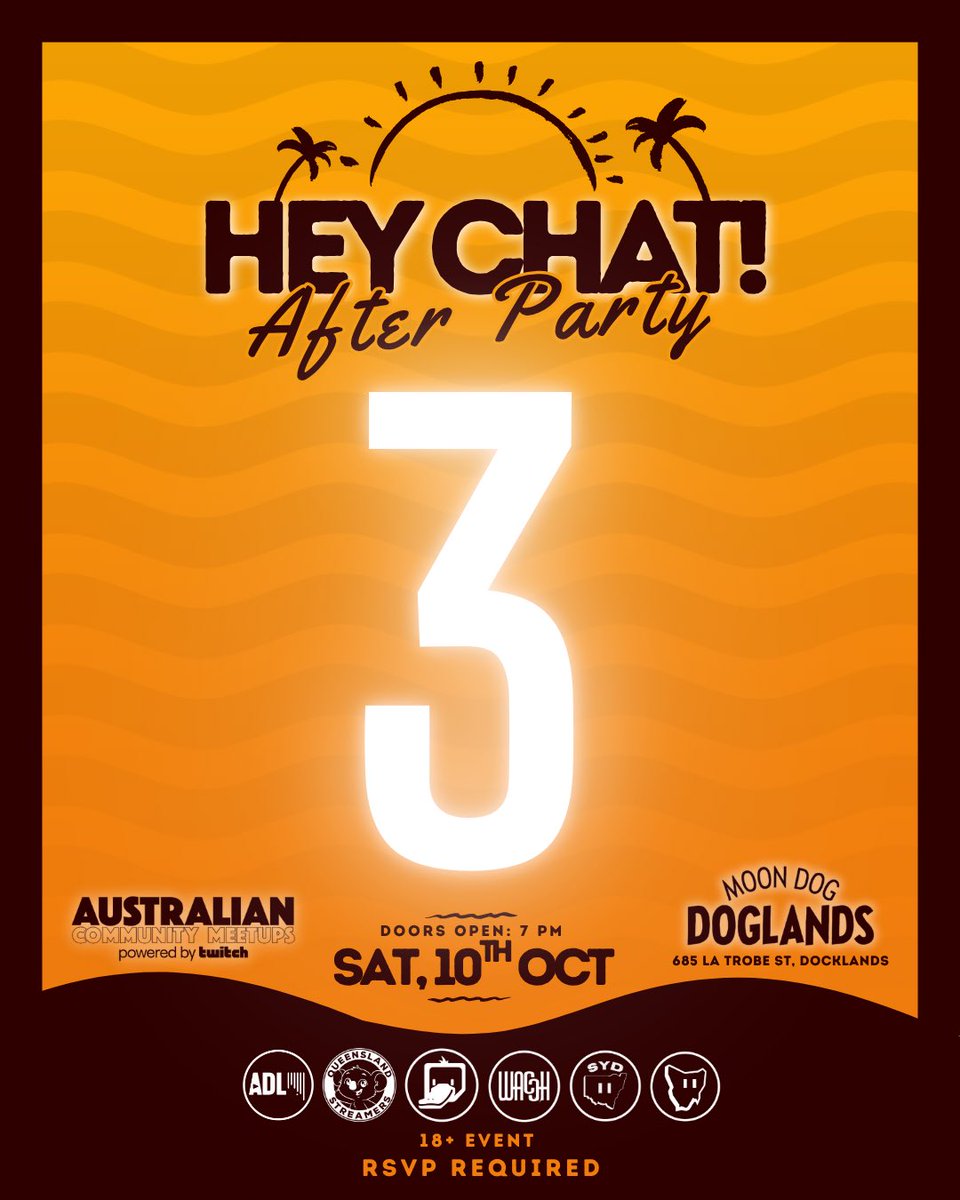 TwitchMelbourne's tweet photo. 3 DAYS, CHAT 👀💜

ROLLCALL

Who's coming to HEY CHAT!?

🟣 Streamers
🟣 Viewers
🟣 Mods
🟣 Creators
🟣 Lurkers
🟣 Arcade goblins

Drop your Twitch username below 👇

Solo? YOU'RE INVITED💜

Sat 10 Oct | 7PM-12AM | 18+

🎟️ Tickets https://t.co/sFObuvzJq6 https://t.co/fat3TDtZBV