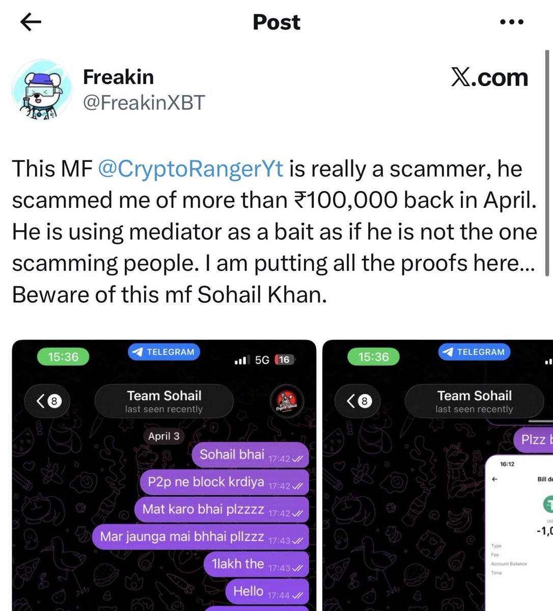 CryptoWorlnd's tweet photo. - Public notice regarding targeted harassment &amp; extortion by @sakim9211.

-Individuals are circulating altered screenshots for quick money, falsely framing our team in a P2P dispute we had zero connection with. My private info was leaked, and money was extorted under duress. 🧵👇 https://t.co/DUS1u2gJGp
