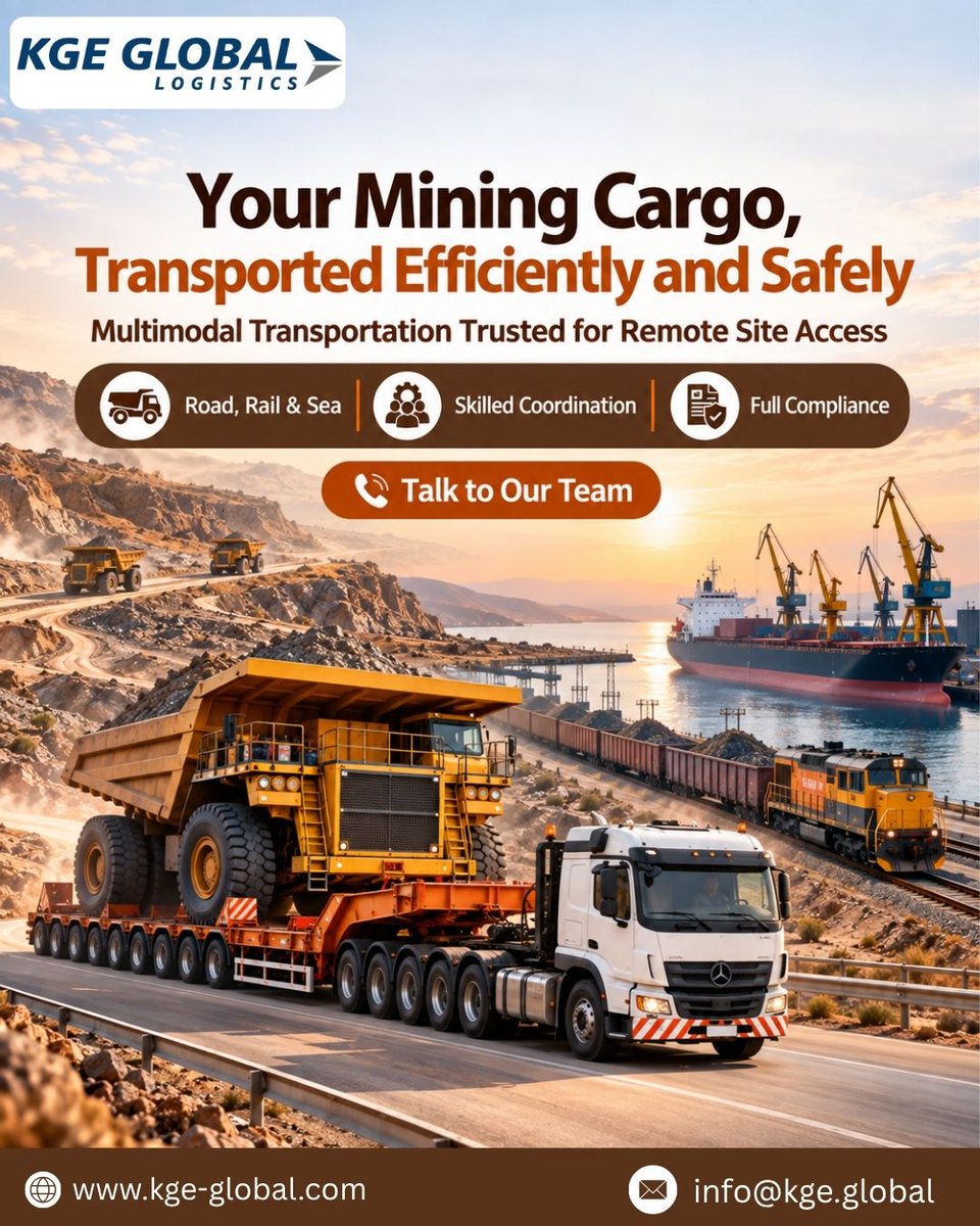 KGEGlobalAUS's tweet photo. Mining projects need dependable cargo movement across challenging and remote locations. KGE Global coordinates road, rail, and sea transport with skilled planning, compliance, and reliable logistics support.
🌐 https://t.co/3Iz2tVjQTz

#KGEGlobal #MiningLogistics #MiningCargo https://t.co/t3KybFrbe3