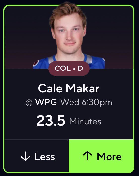 aimcdlgolf's tweet photo. PLAY THIS OVER 🏒‼️
- ZLH returns tomorrow. Avs wont be 11:7. This is the lowest you’ll ever get a top 3 defender at ever. https://t.co/rZ7tbNGt4p